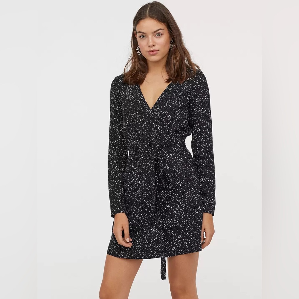 Sold eBay H&M Divided Black Patterned Wrap Dress